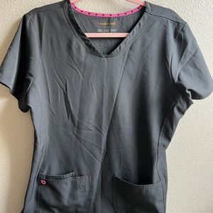 Womens Scrub Top HeartSoul in Large - Pewter Grey